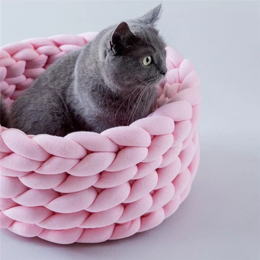 Handmade pet bed for cats. Cozy, hand-woven cat bed provides ultimate comfort for your feline friend.