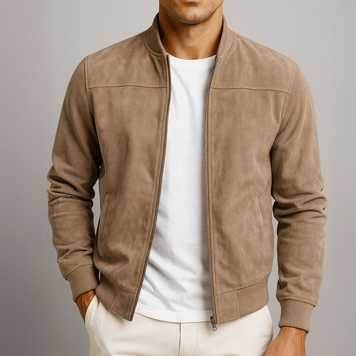 Men's lightweight summer jacket with stylish suede-look texture, modern fit. Perfect for comfortable everyday wear.