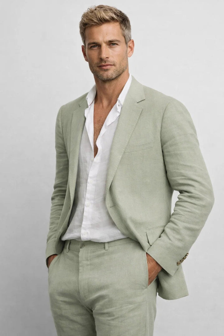 Stylish men's two-piece casual set, perfect for summer comfort. Ideal menswear for vacation & beachwear.