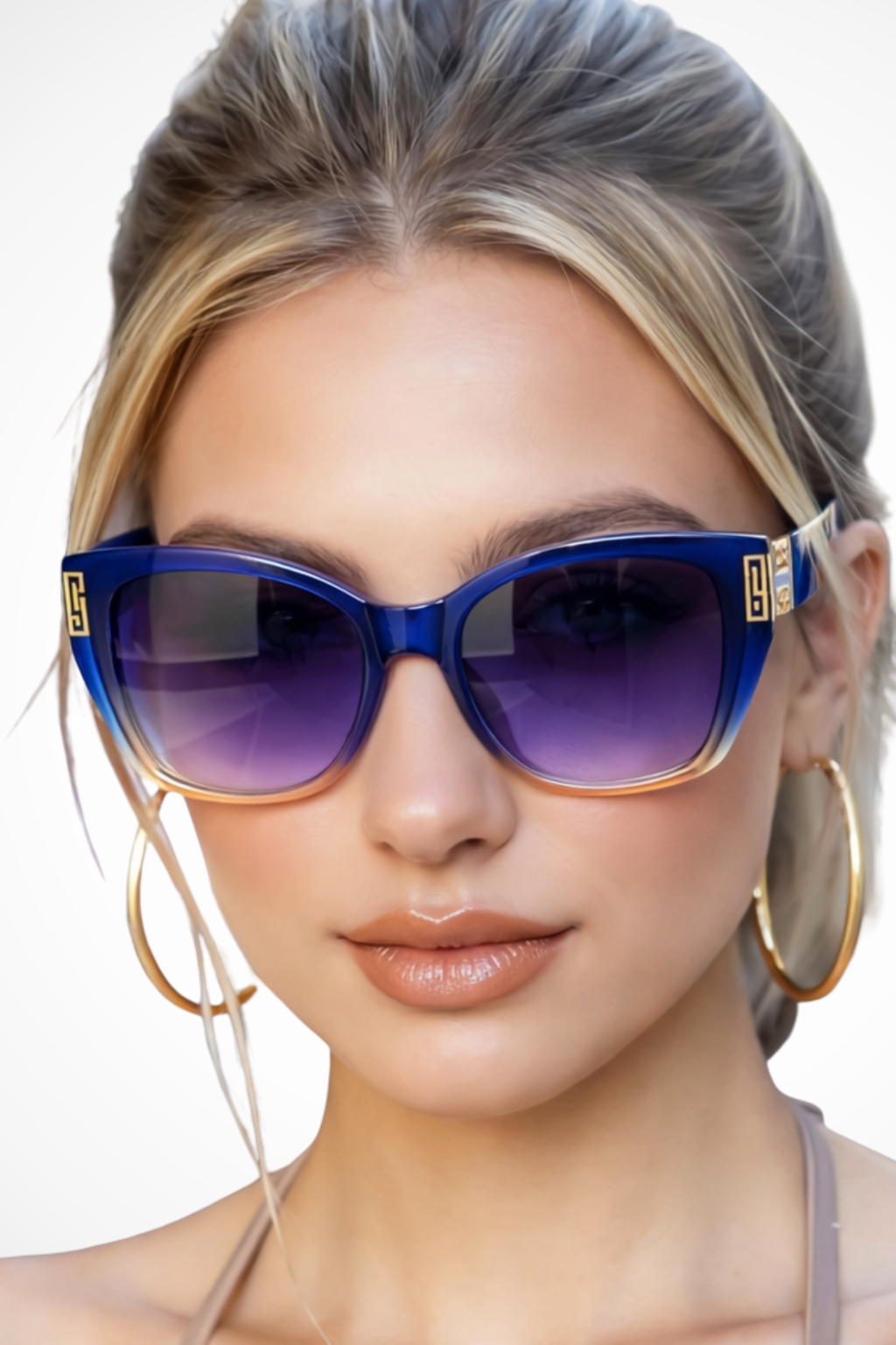 Premium women's cat eye sunglasses, luxurious gold detail & gradient lenses. Stylish women's eyewear.