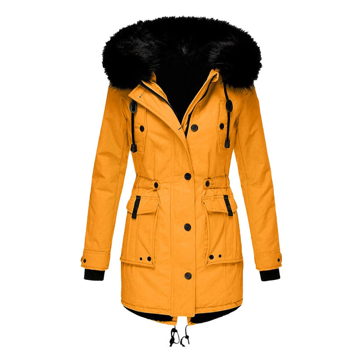 Cozy and stylish women's hooded coat, a must-have long-sleeve outerwear for winter fashion.