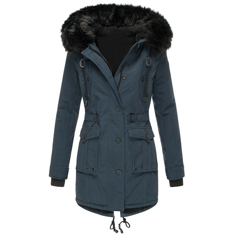 Everyday essential: a warm, multi-color hooded winter coat for women's stylish cold weather protection.