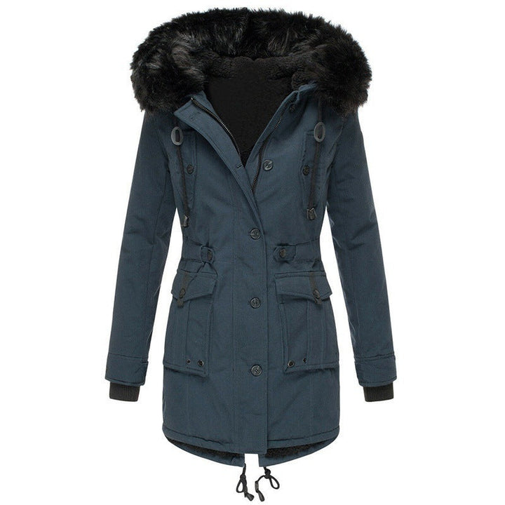 Everyday essential: a warm, multi-color hooded winter coat for women's stylish cold weather protection.
