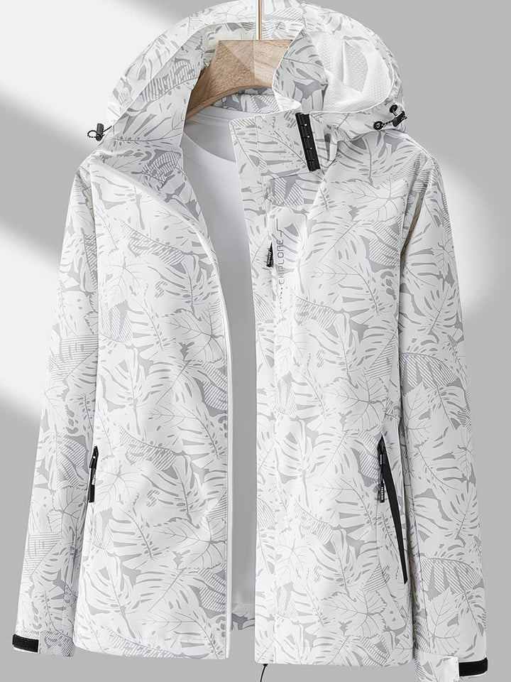 Stylish women's waterproof windproof hooded jacket, lightweight design, adjustable hood, and practical pockets in various col