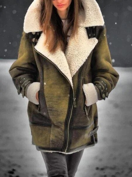 "Stylish Women's Winter Wool Double Button Trench Coat, front view, classic double-breasted design for warmth and elegance."