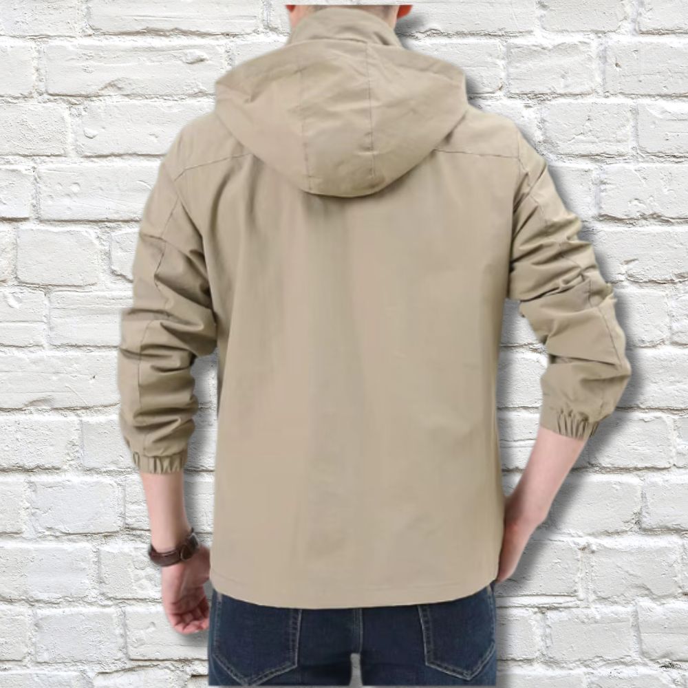 Durable men's versatile hooded jacket, designed for outdoor activities and comfortable daily use.