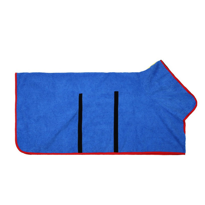 Easy care super absorbent dog towel robe, perfect for quick drying after pet baths & grooming.