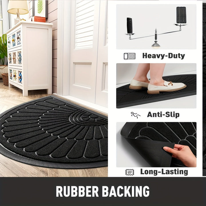 Non-slip half-round rubber mat, perfect for trapping dirt and debris at any indoor or outdoor entry.