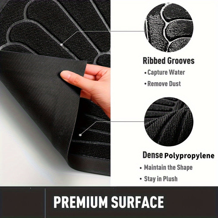 Heavy-duty half-round rubber mat, durable floor protector for any entryway, suitable indoor/outdoor.