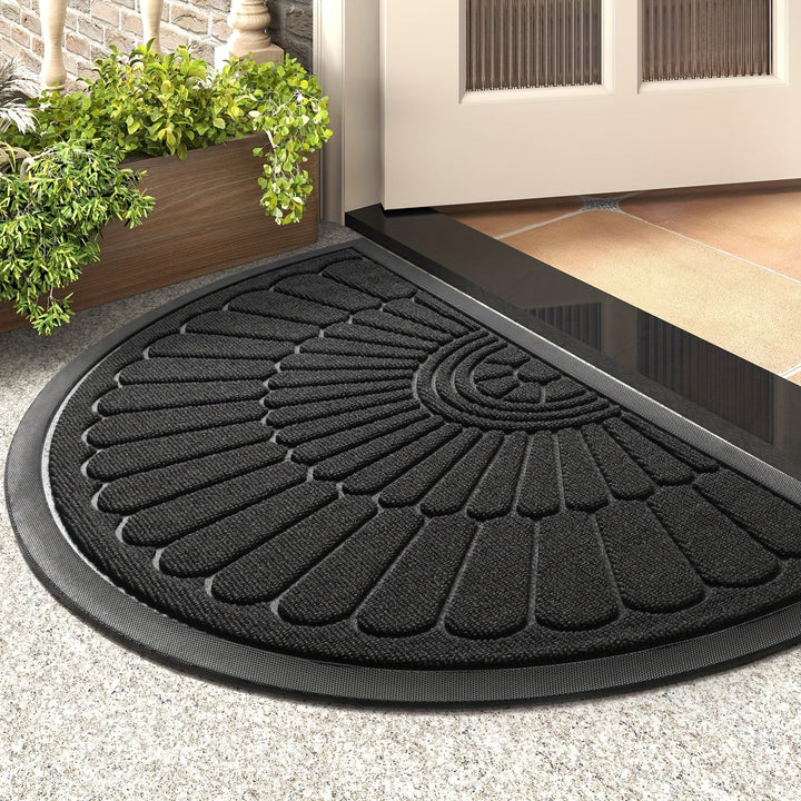 Eco-friendly half-round rubber door mat, non-slip and dirt-trapping for all home entrances.
