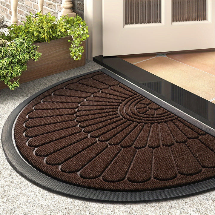 Secure grip half-round rubber door mat, excellent for dirt trapping, suitable indoors & out.
