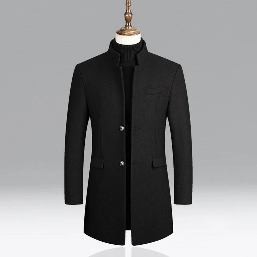 Sophisticated men's classic winter coat, tailored for elegant outerwear and business casual style. Timeless long jacket.