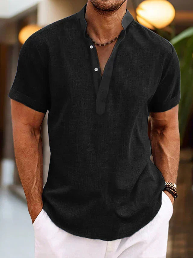 Breathable men's V-neck polo, a perfect summer top. Enjoy classic style & comfortable short-sleeve design.