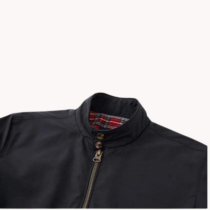 Stylish man in a Men's Camden Heritage Harrington Jacket, perfect casual outerwear for everyday mod fashion.