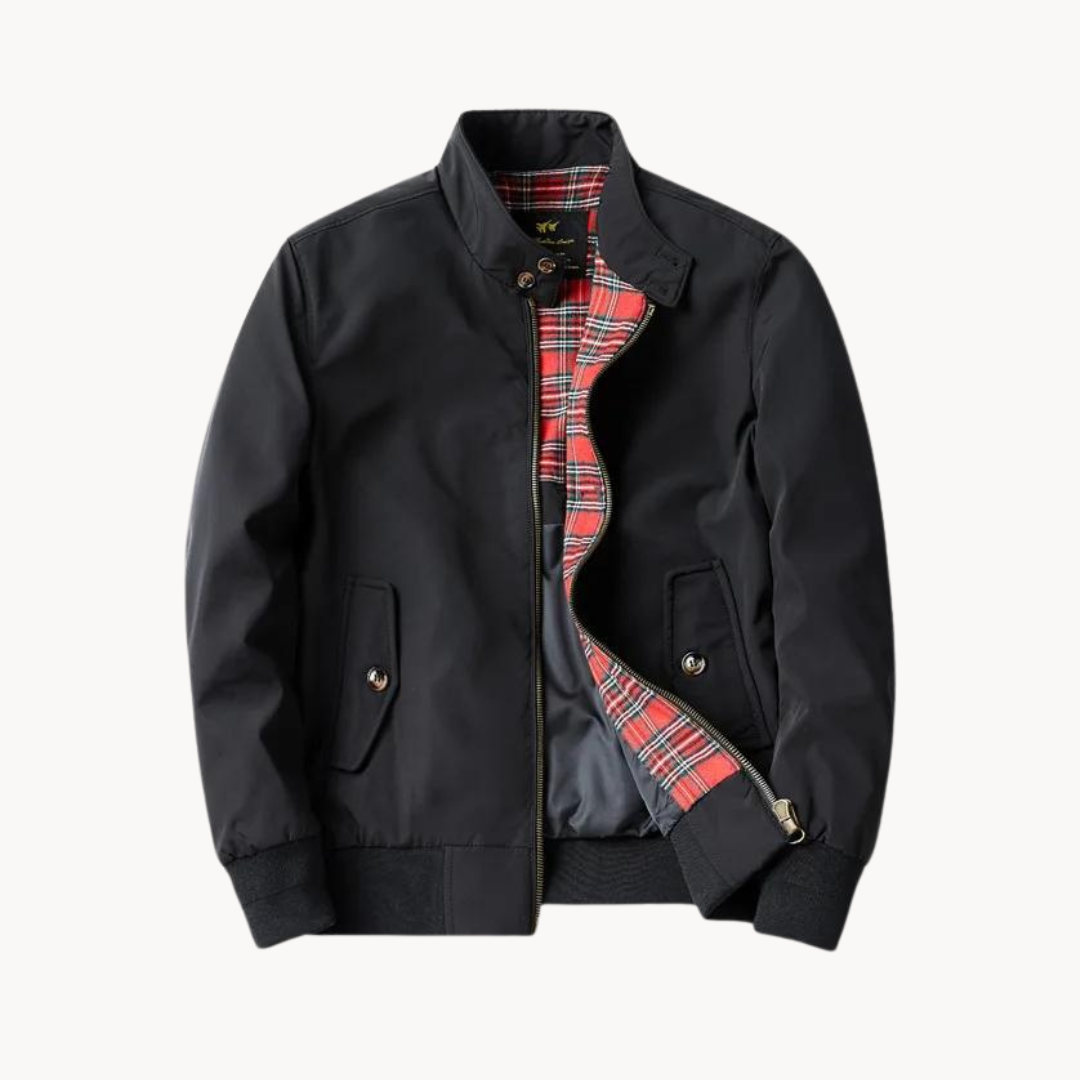 Versatile Men's Heritage Harrington Jacket, a lightweight casual outerwear essential with iconic tartan lining.