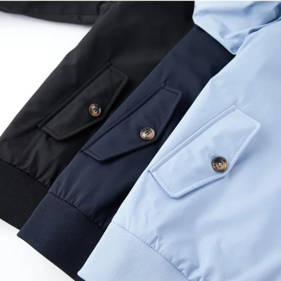 Close-up of Men's Harrington Jacket tartan lining, showcasing heritage mod fashion style and quality.