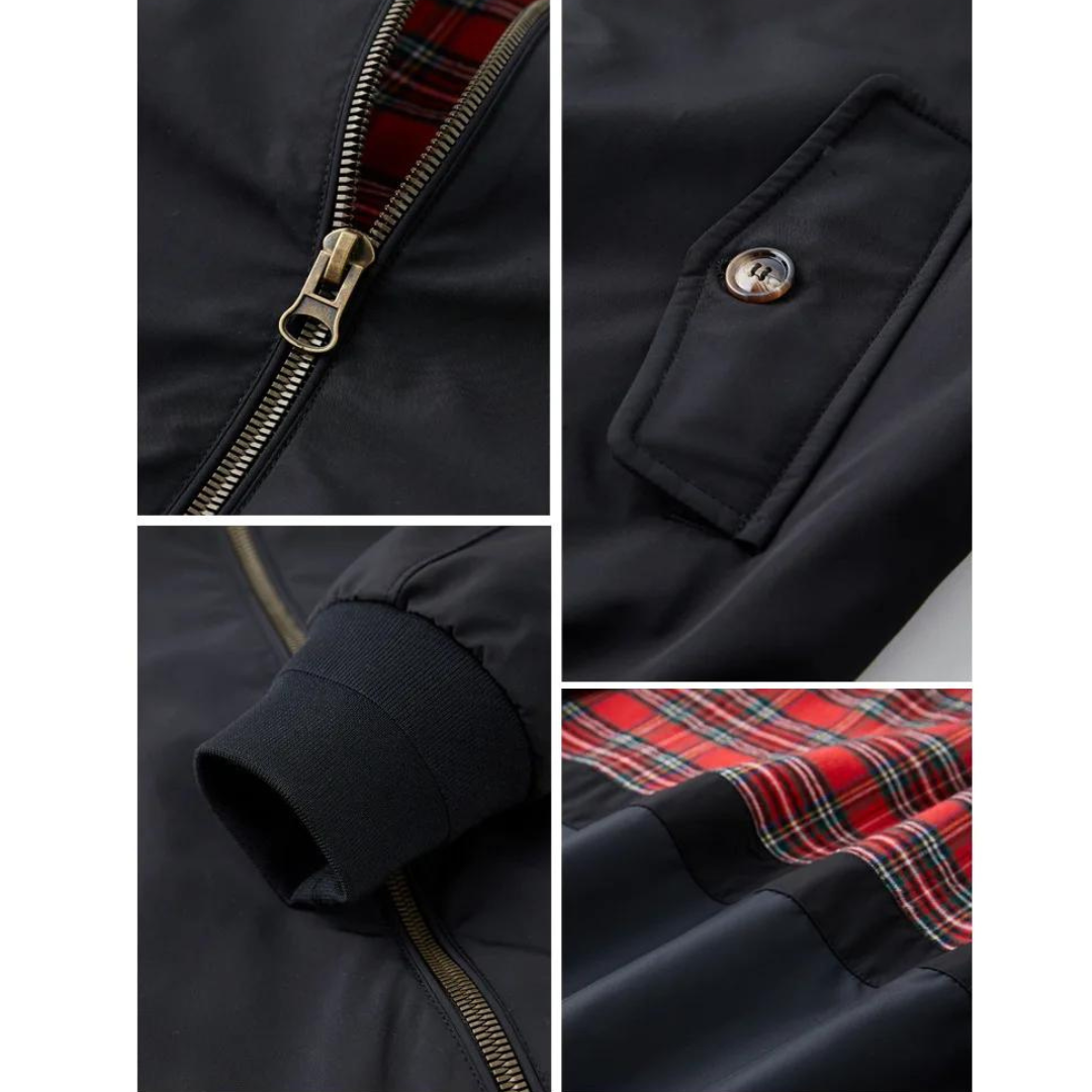 Durable Men's Heritage Harrington Jacket, a classic lightweight outerwear piece with iconic tartan interior.