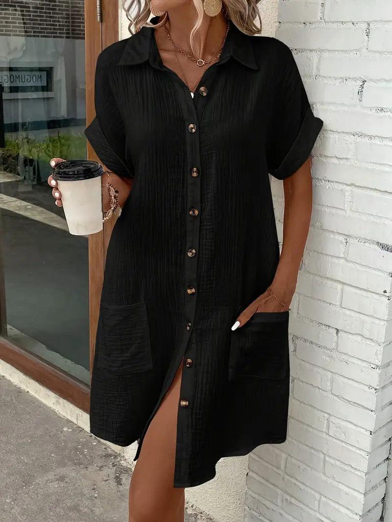 Elegant women's V-neck dress, a timeless blouse design for versatile everyday looks.