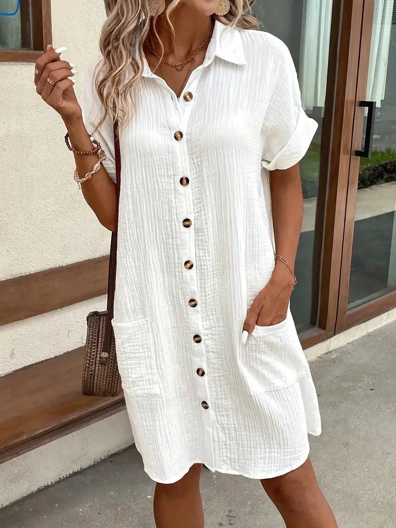 Elegant women's V-neck dress, a versatile blouse style for summer fashion.