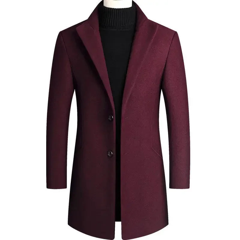 Men's stylish slim-fit overcoat, perfect for formal or casual elegant outerwear fashion.