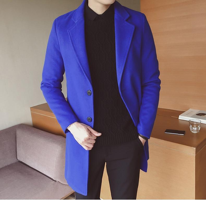Men's long overcoat with a flattering slim fit, elegant and classic, ideal for formal outerwear.