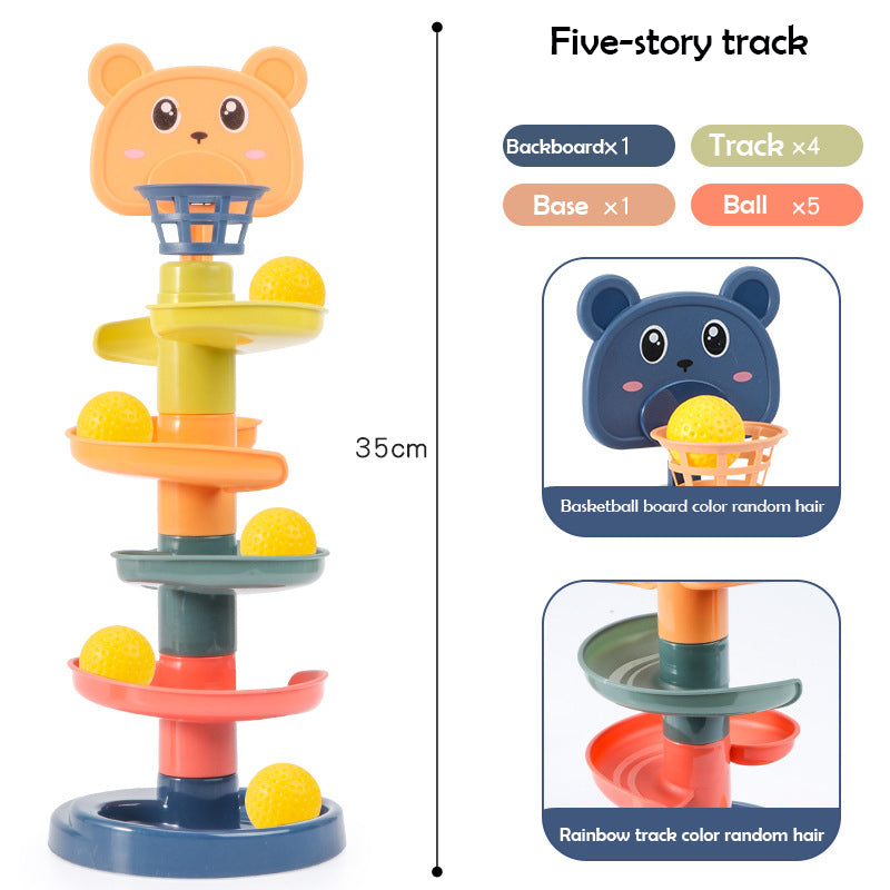 Preschool gift: Educational swirling ball drop tower toy for kids. Promotes early learning & fine motor.
