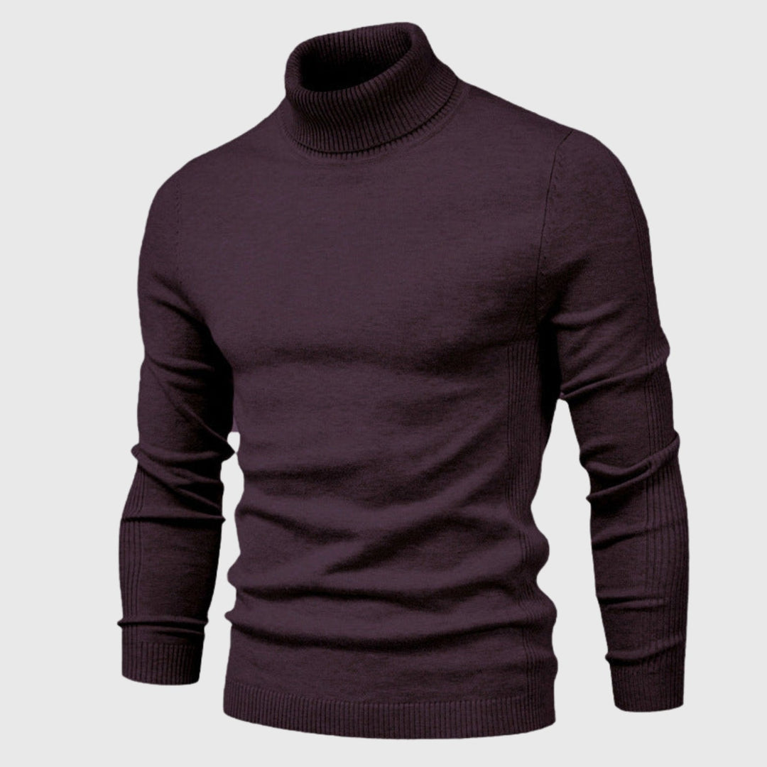 Classic men's pullover, a comfortable roll neck knit for everyday timeless style.