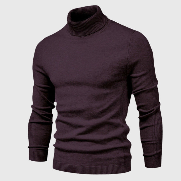 Classic men's pullover, a comfortable roll neck knit for everyday timeless style.