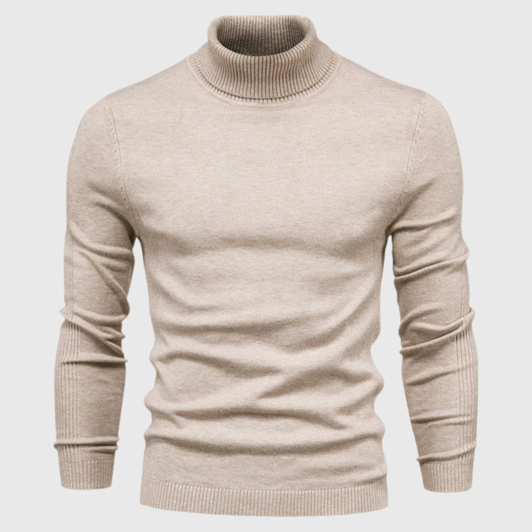 Men's long sleeve roll neck, classic knitwear offering a comfortable, stylish fit.