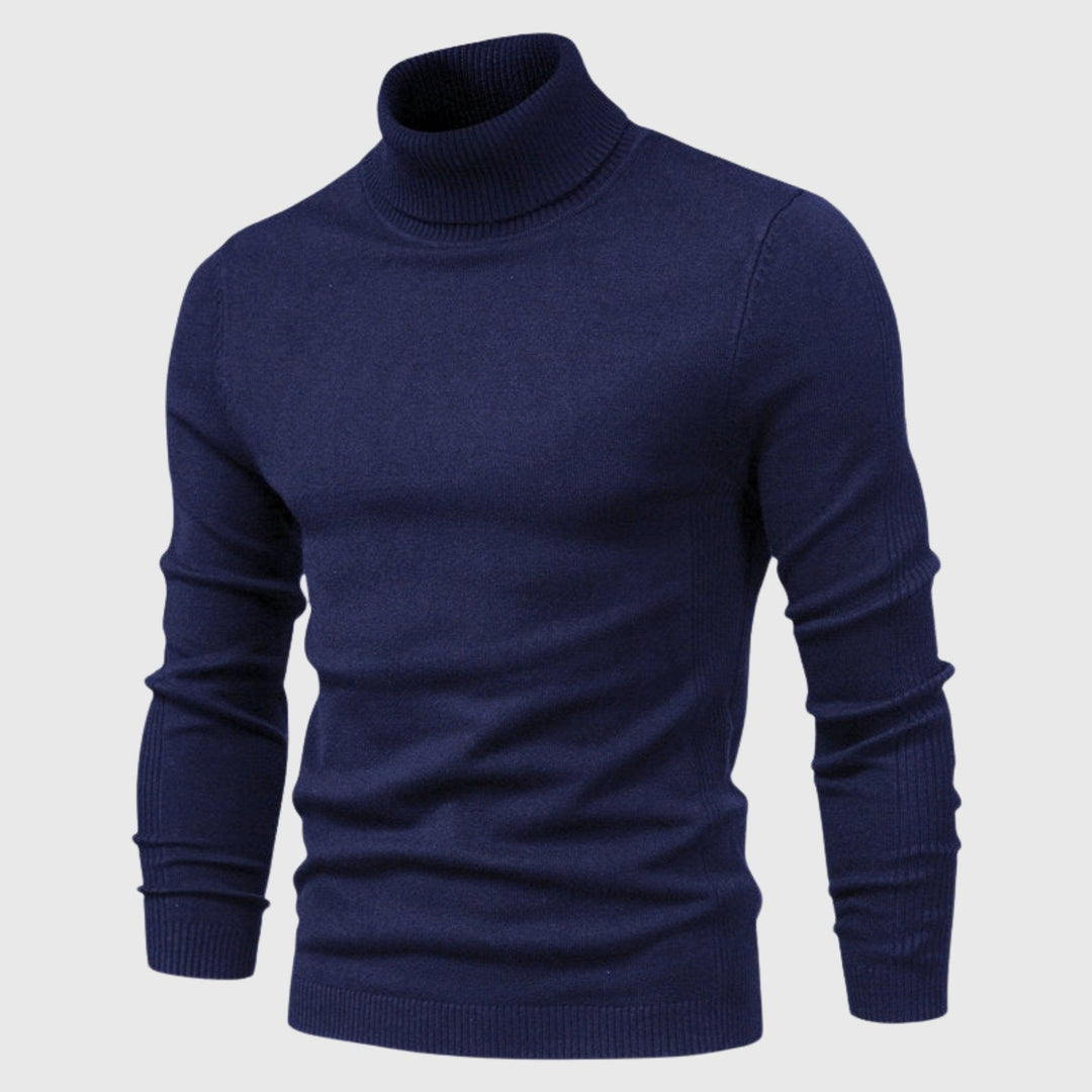 Men's roll neck jumper, timeless style, and comfortable fit for cold weather.