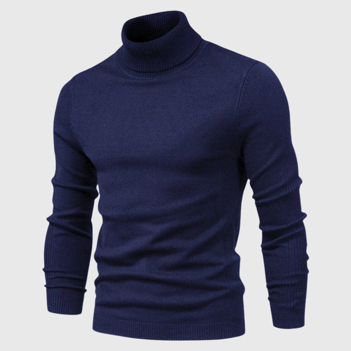 Men's roll neck jumper, timeless style, and comfortable fit for cold weather.