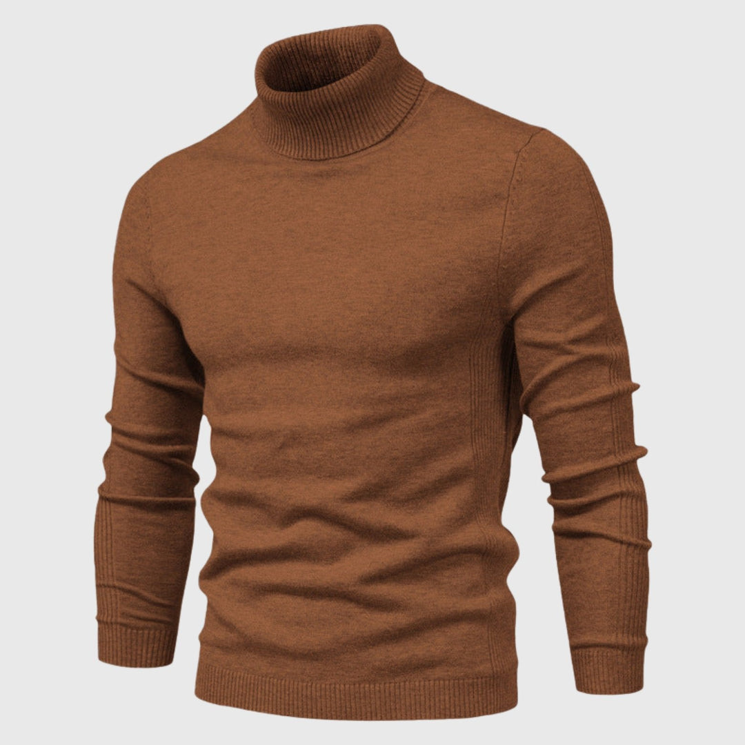Cozy men's pullover, a timeless roll neck jumper for all your winter adventures.