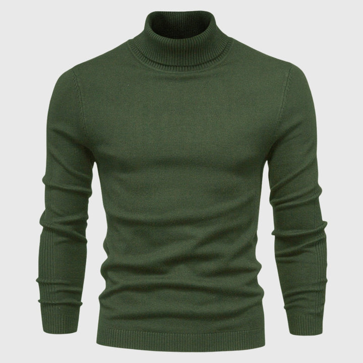 Timeless men's jumper: a cozy roll neck offering versatile style for any season.