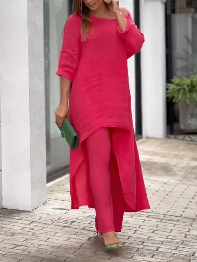 Soft, comfortable women's lounge wear set. Long sleeve top and wide leg pants for ultimate relaxation & style.