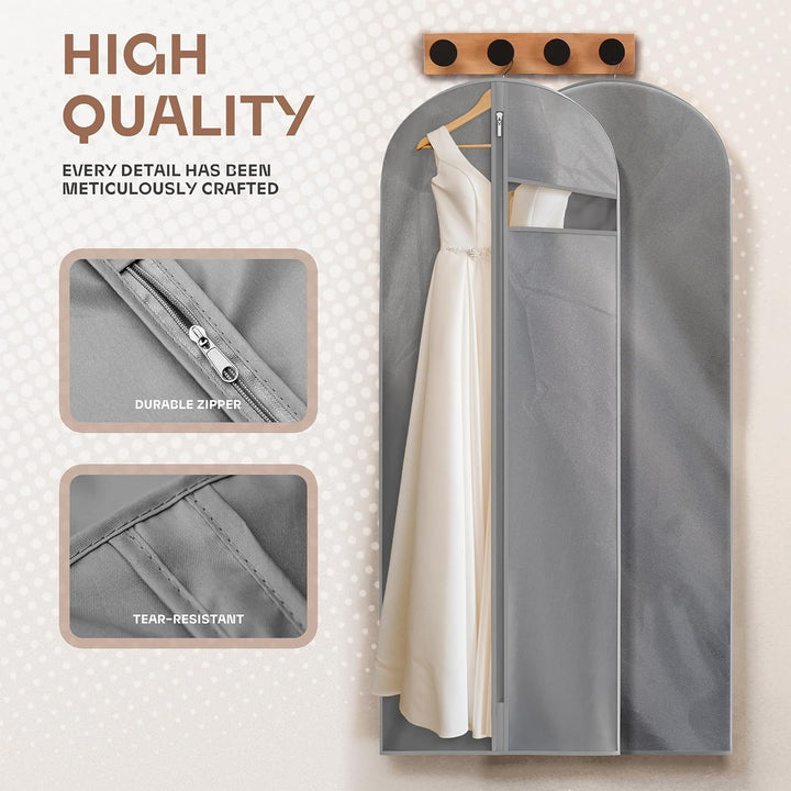 Durable heavy-duty garment bag. Clear window to see contents; ideal for travel and storage.