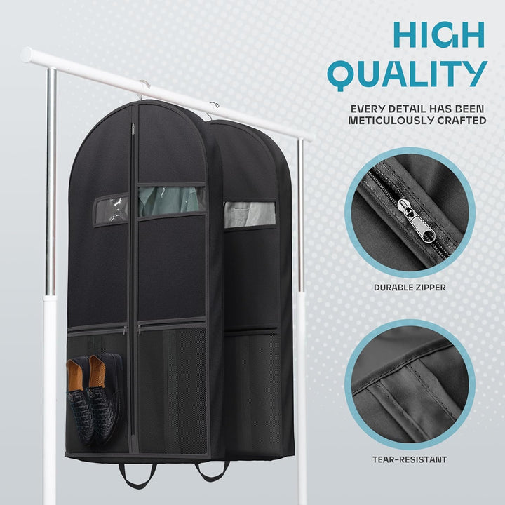 Get 1+1 FREE heavy-duty garment bag. Clear window & accessory pockets for organized travel.