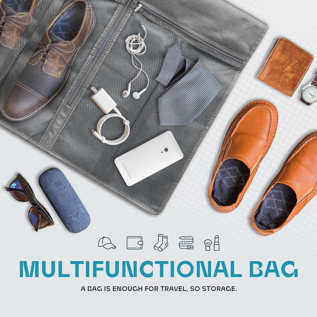 Essential heavy-duty garment bag for suits & dresses. Clear window offers easy content view.
