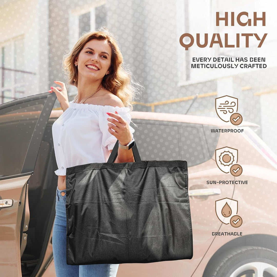 Travel in style with this heavy-duty garment bag. Clear window & convenient accessory storage.