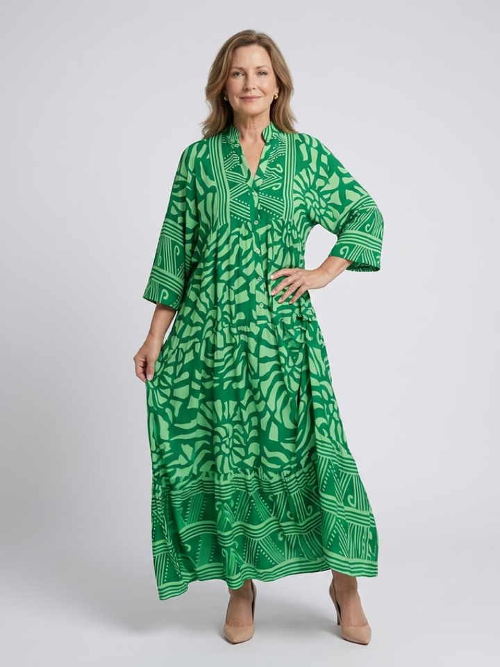 Women's chic button-front midi dress. Effortless, comfortable, & versatile for summer, travel, & everyday.