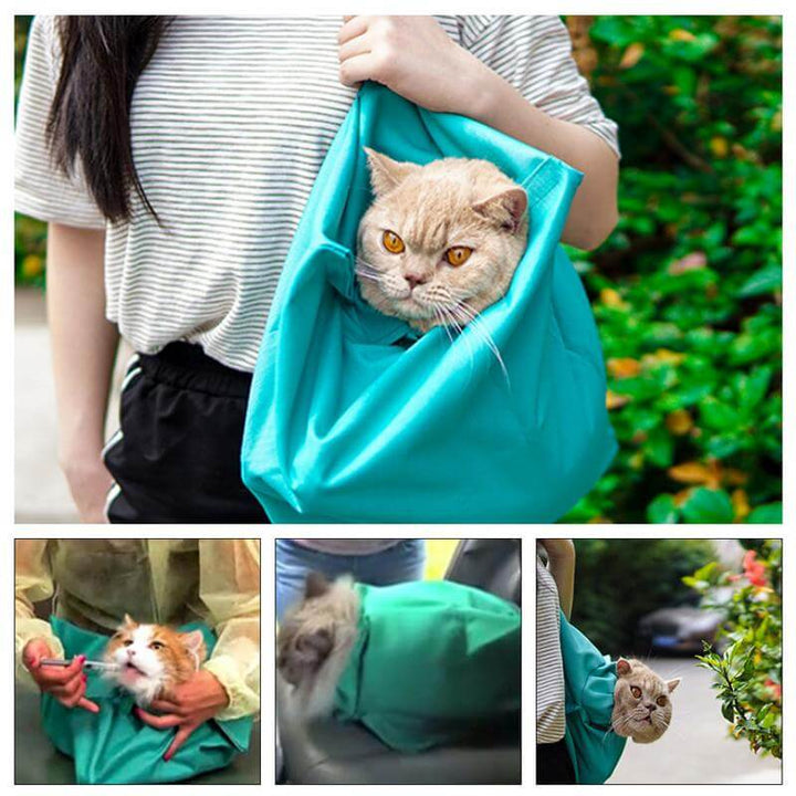 Soft-sided cat carrier bag with mesh panels & comfortable mat for stress-free pet travel and animal transport.