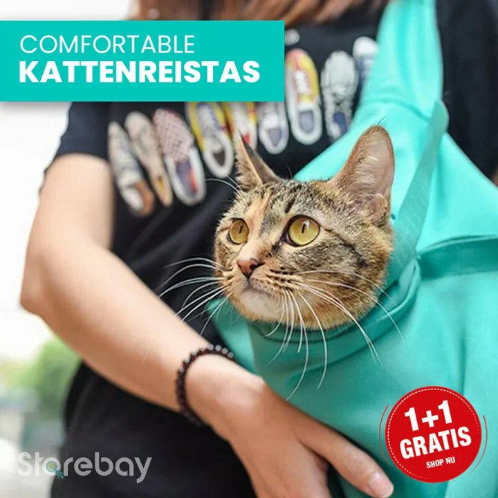 Open pet carrier bag showing spacious interior with soft bedding, ensuring cozy and safe travel for your cat.