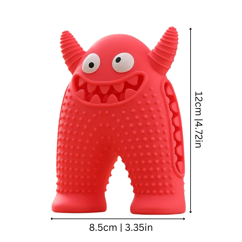 Durable silicone chew toy for dog enrichment & anxiety relief. Squeaky feature encourages interactive play for all dogs.