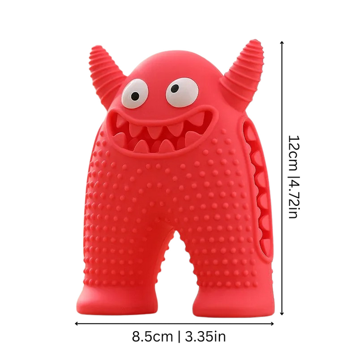 Durable silicone chew toy for dog enrichment & anxiety relief. Squeaky feature encourages interactive play for all dogs.