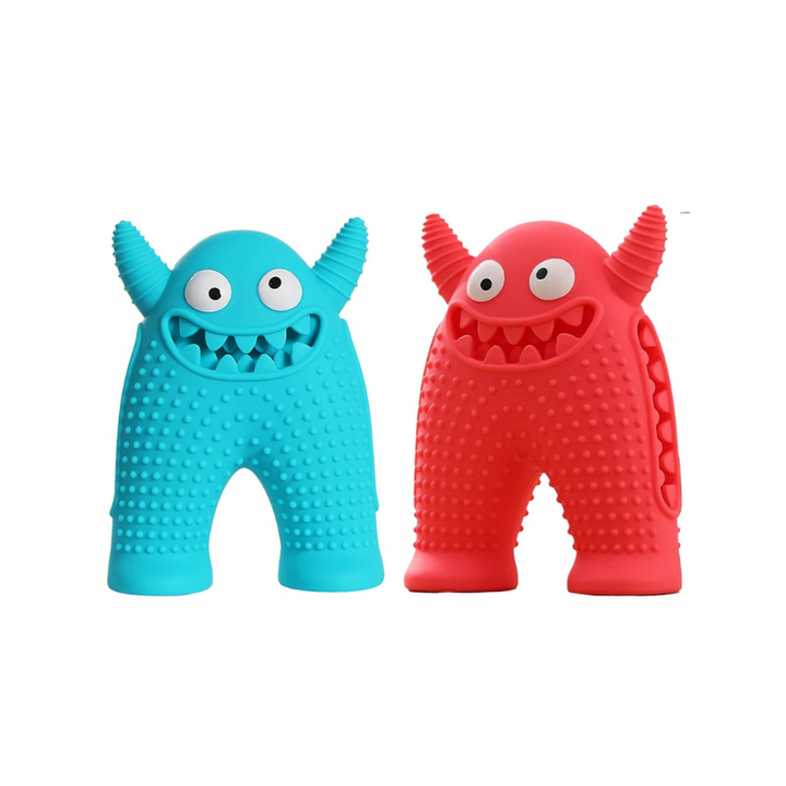 Engaging silicone chew toy set for aggressive chewers. Reduces boredom & promotes dental health through fun, interactive play.