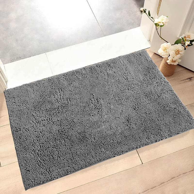 Ultra absorbent microfiber dog paw cleaning door mat for pets. Easy clean washable floor protection. Keeps home hygienic.