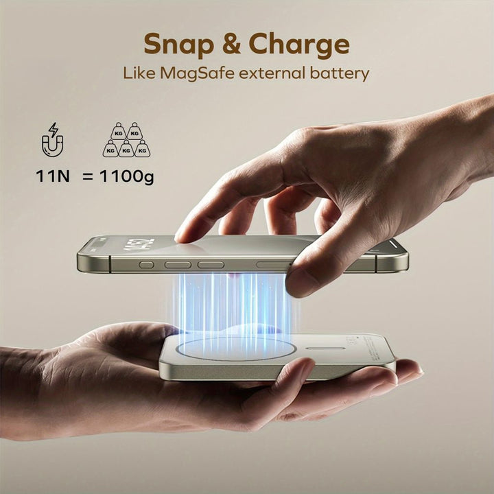 Ultra-slim aluminum power bank with sleek design, available in black, gray, or purple; ideal for portable device charging.