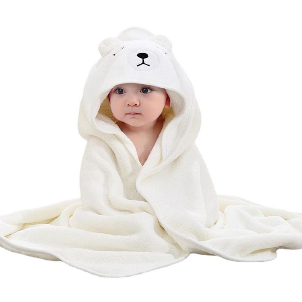 Ultra-soft infant hooded bath towel with adorable animal ears, perfect for baby's sensitive skin after bath time.