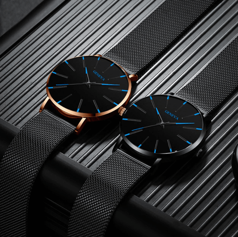 Modern elegant men's ultra-thin watch, ideal accessory for professional and daily outfits.