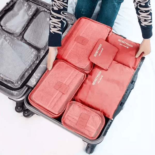 Unisex 12-piece luggage packing cubes bundle, 2 sets for organized travel storage.