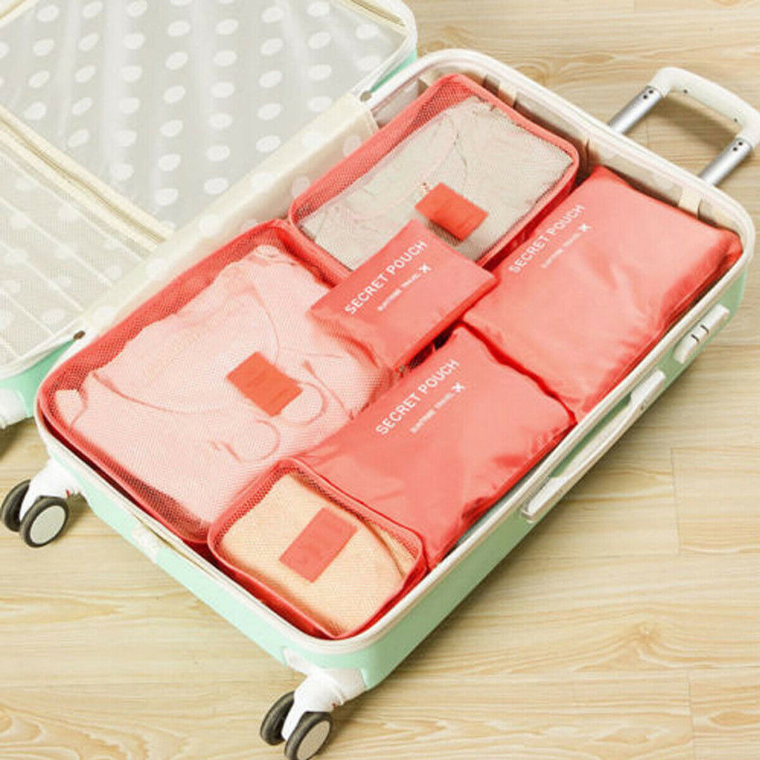Close-up of zipper and mesh on a durable packing cube from the 12-piece travel set.